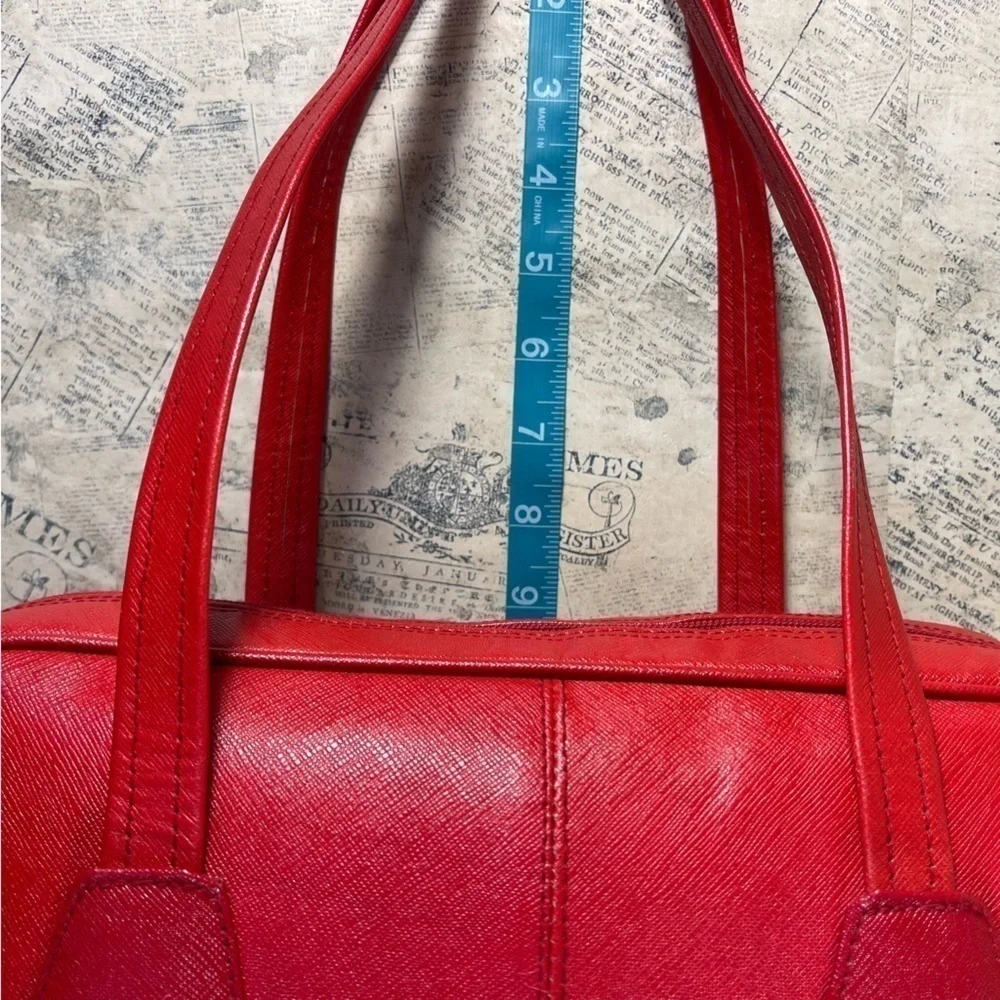 Valerie Stevens Red Leather Satchel Bag Top Handle Shoulder Purse Classic Bags